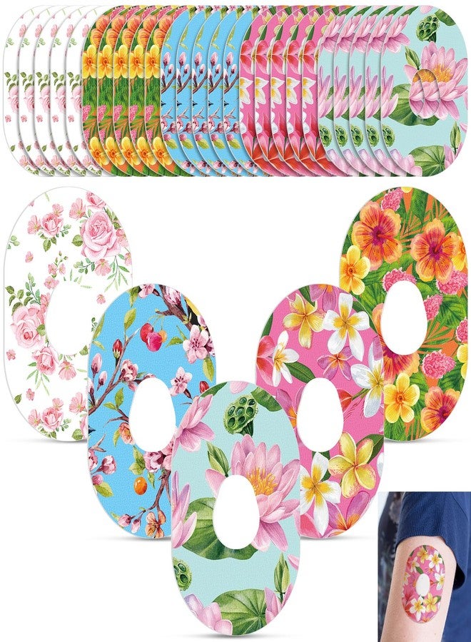 Panelee 25 Pcs Adhesive Patch Compatible with Dexcom Sweatproof Colorful Floral Variety Pre Cut Adhesive Tape, Glucose Monitor Protection (G7) - Image 1